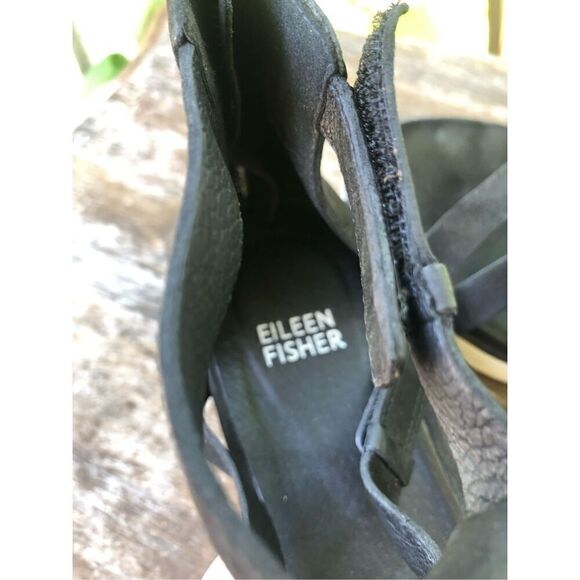 Eileen Fisher Women's Sola Tumbled Nubuck Leather Back Zip Sandals 9 - Picture 6 of 8